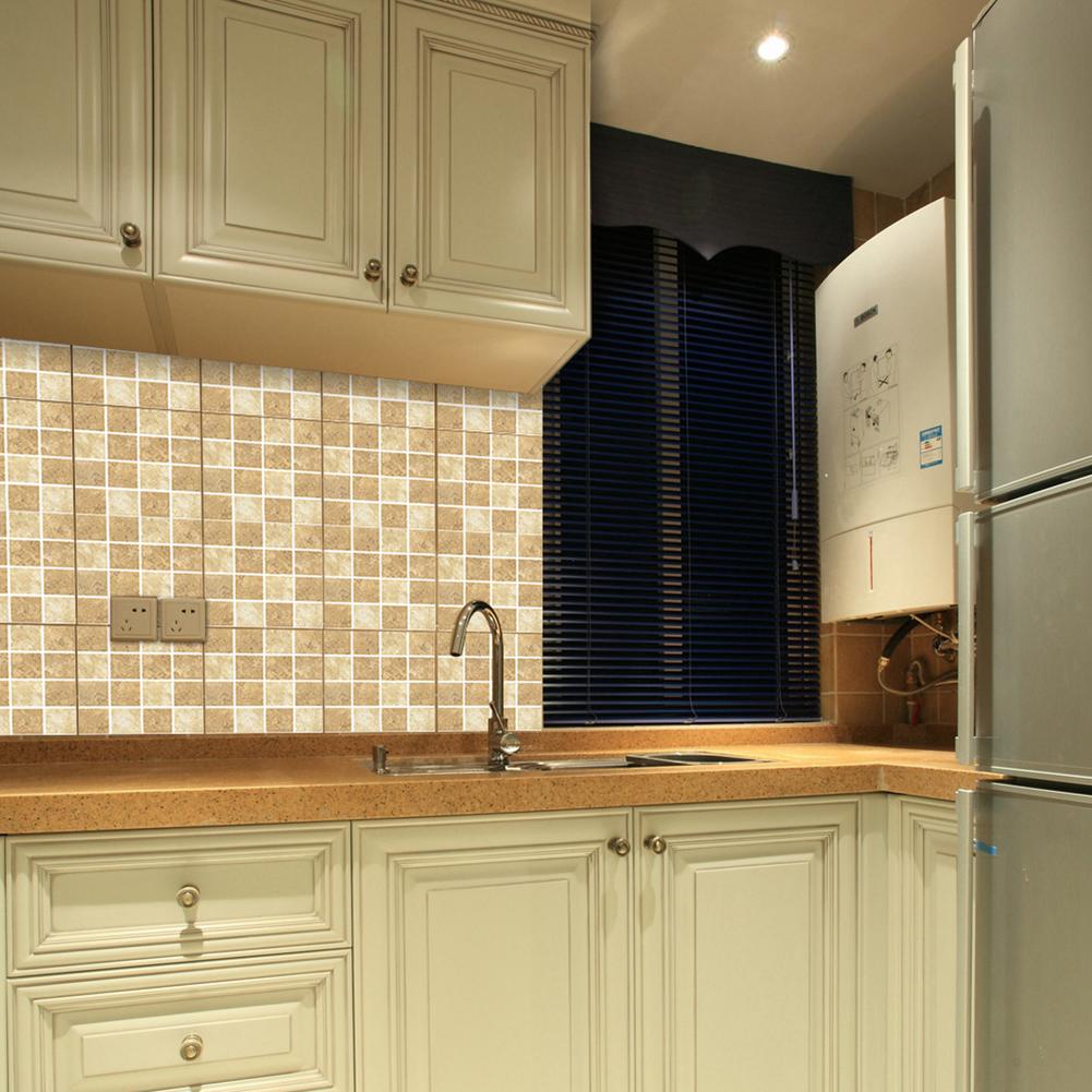 Waterproof Tiles Mosaic Stickers Kitchen Bathroom waterproof Toilet Adhesive PVC Wallpapers Floor Cabinet Home Decoration
