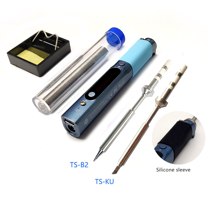 Pine64 Pinecil Smart Mini Portable Soldering Iron Dual Power USB-C DC5525 DC Jack Welding Tool with B2 BC2 KU C1 Tip: Blue B2 KU Stand3