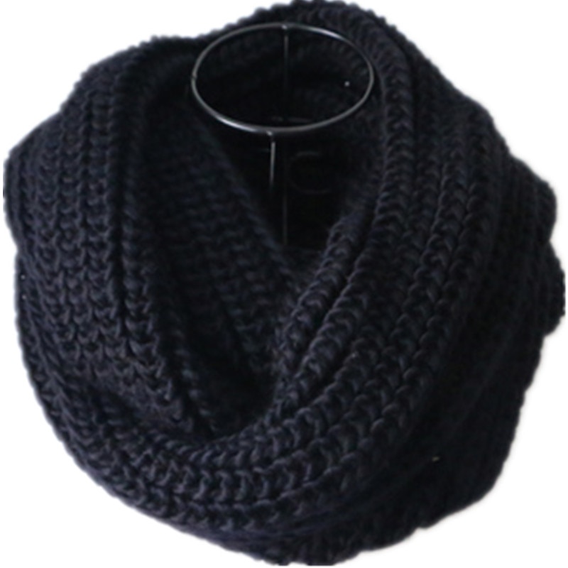 Bufanda negra de cuello redondo para hombre, bufanda tejida para Invierno para mujer, bufandas de invierno para hombre, bufandas infinitas rojas para hombre