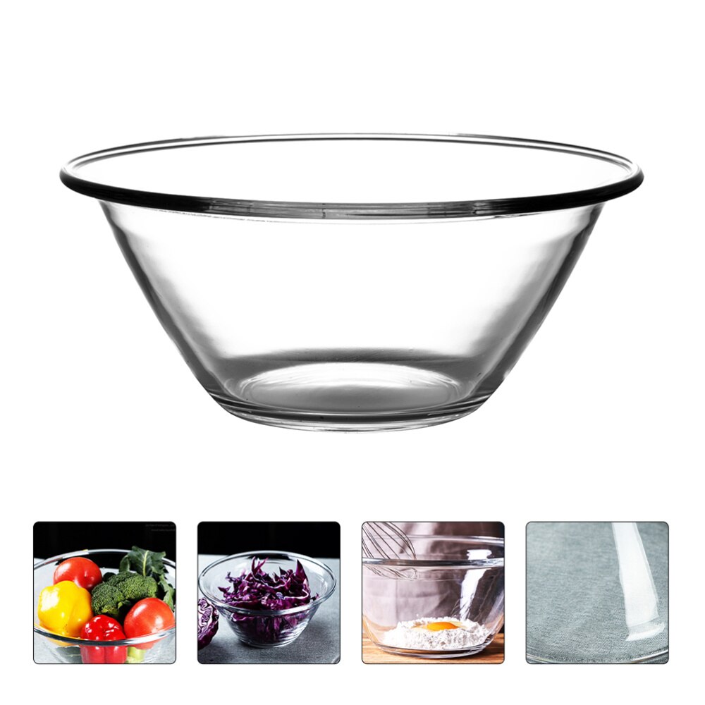 1pc tigela de salada de vidro transparente tigela de vidro tigela de frutas tigela de sobremesa de vidro