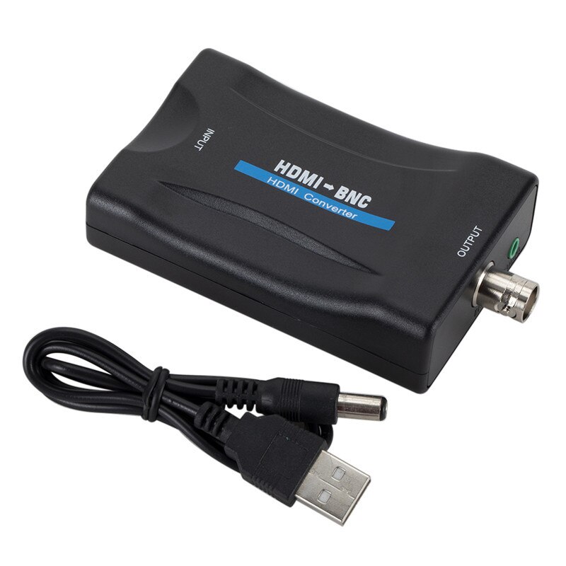 HDMI To BNC Video Audio Converter Adapter Compatible PAL/NTSC with USB Power Cord