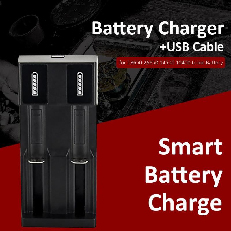 2- spor smart batterilader med usb kabel litium batterilader for 18650 26650 14500 10400 3.7v 4.2v li-ion batteri
