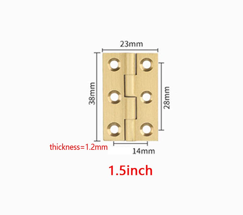 4pcs/Brass butt hinge 1/2/3/4inch Wardrobe Cabinet Door Storagebox Toolbox mini connector Furniture small Hardware metal fitting: 1.5inch