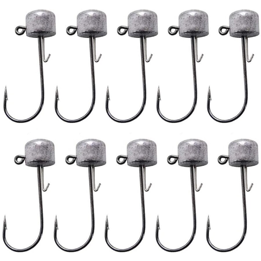 10pcs/lot Jig Head Fishing Hook Ned Rig Fishhook Soft Worm Lures Mushroom Jig Hooks Bass Trout Fishing Accessories