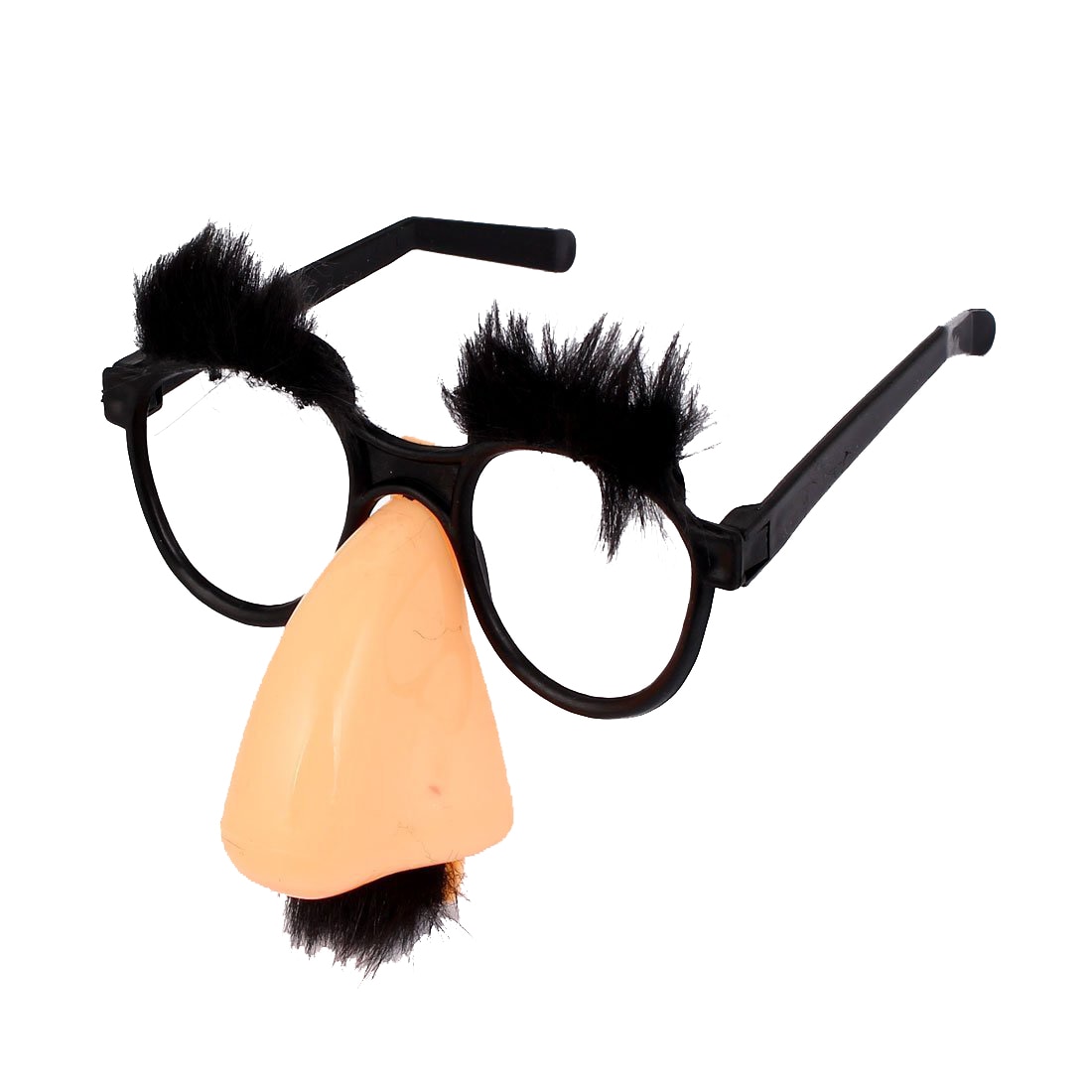 Coral Clown Pink Nose and Black Mustache Round Glasses