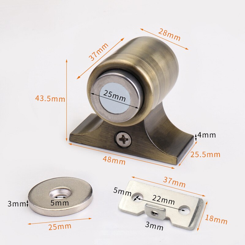 SSMX imán de neodimio Tope de puerta 304 Acero inoxidable fuerte suelo magnético succión Mini Tope de puerta muebles Hardware: Green bronze
