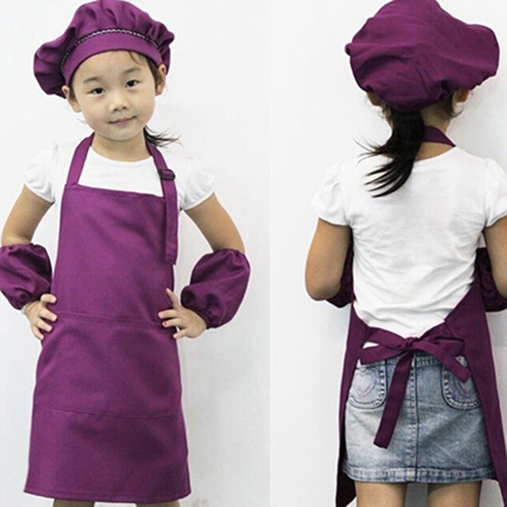 Kinderen Kid Koken Bakken Schilderen Koken Art Craft Plain Schort Pocket Bib