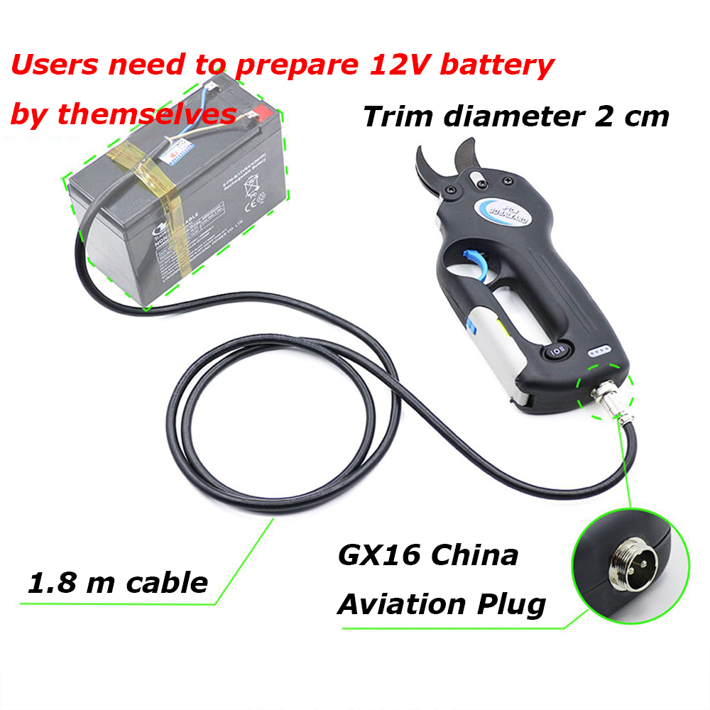 Un câble de 1.8m / 70.87 pouces peut être utilisé avec une batterie de 7.2V-12V, adapté aux nouveaux ciseaux électriques