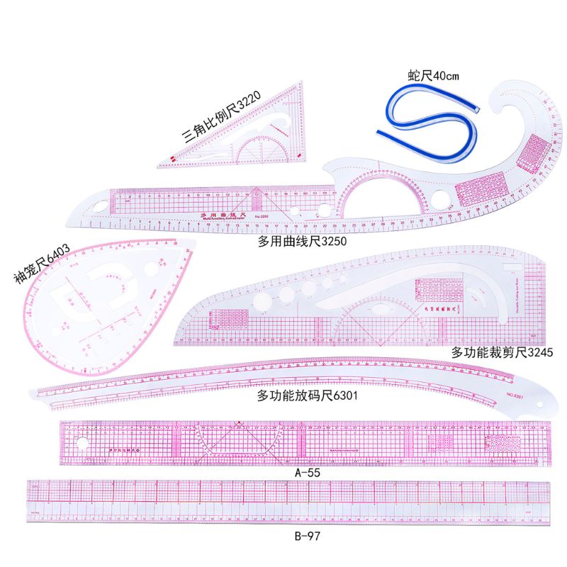 Ruler French Curve Cutting Rulers Yardstick Sewing Tools Measure Dressmaking Comma Line Straight Ruler Sewing Clothing Rulers