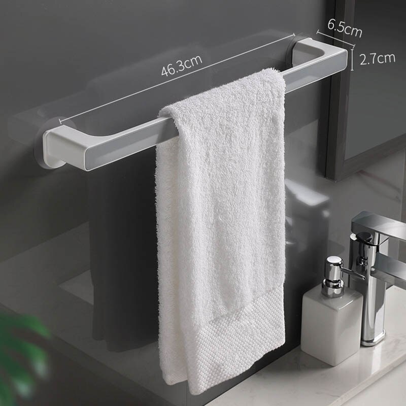 1Pc Zelfklevende Handdoek Houder Rek Muur Handdoek Hanger Badkamer Bar Plank Rolhouder Opknoping Haak Organisator: L Gray