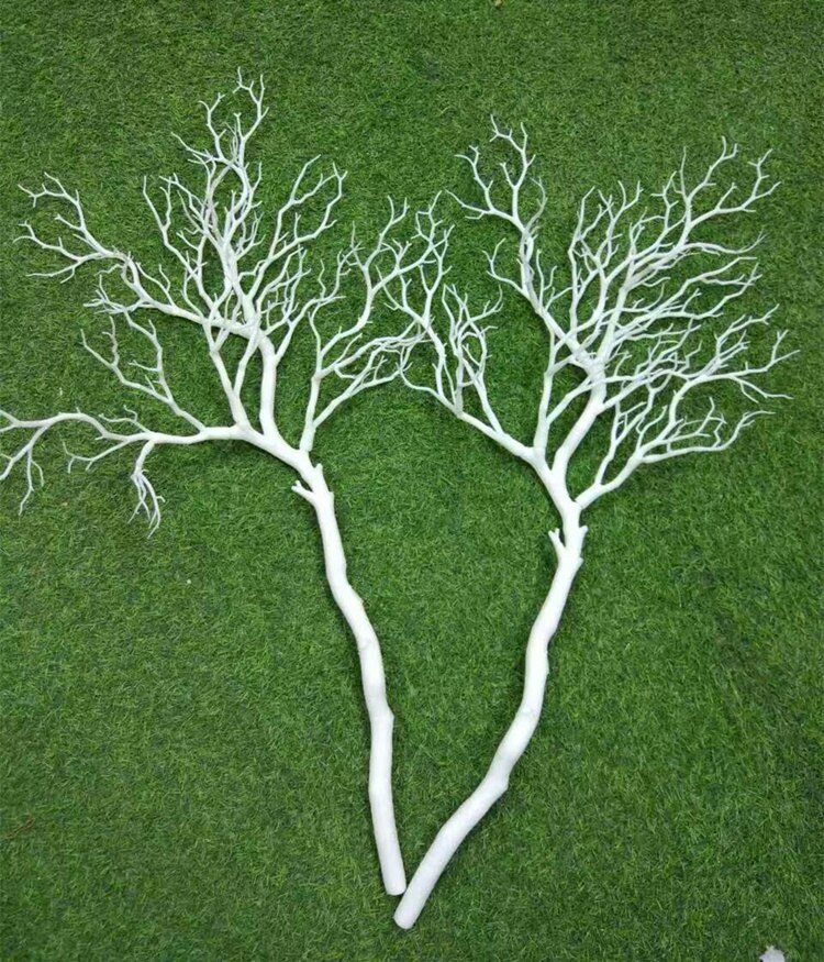 Rama de árbol de Coral de plástico, 92cm, decoración de pared de flores, ramas de Coral blanco, decoración de pared de plantas: Blanco