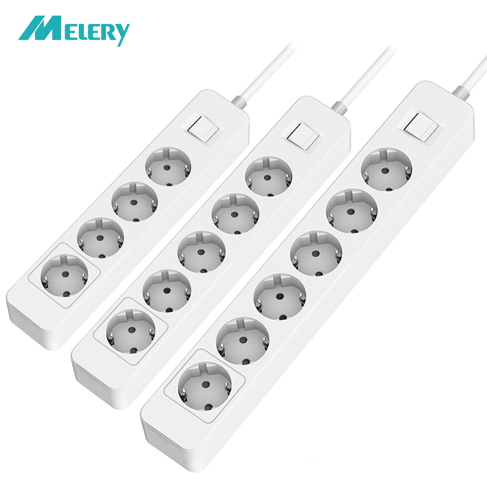 Power Strip Surge Protector 5/6 AC Outlets Stopcontacten EU Plug 16A 250V 1.5m Verlengsnoer Schakelaar Overbelasting Bescherming desktop