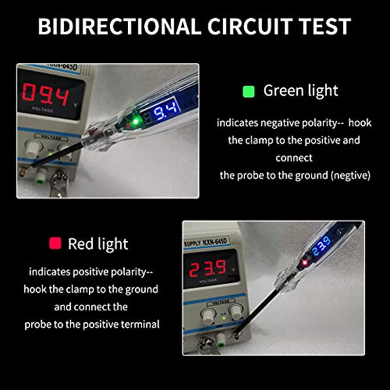 Automotive Test Light 3-60V DC Digital LED Ciruit Tester Auto Bidirectional Voltage Tester Electric Test Pen