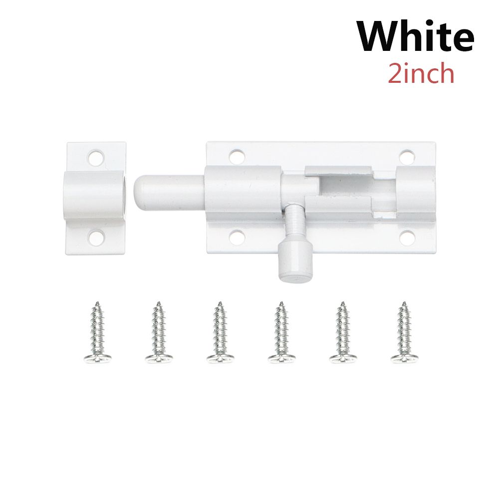 2/3/4/5/6/8inch Aluminum Alloy Door Latch for Home Window Catch Lock Slip Bolt Fiting Door Lock Buckle Silent Gate Hook Hardware: white-2inch