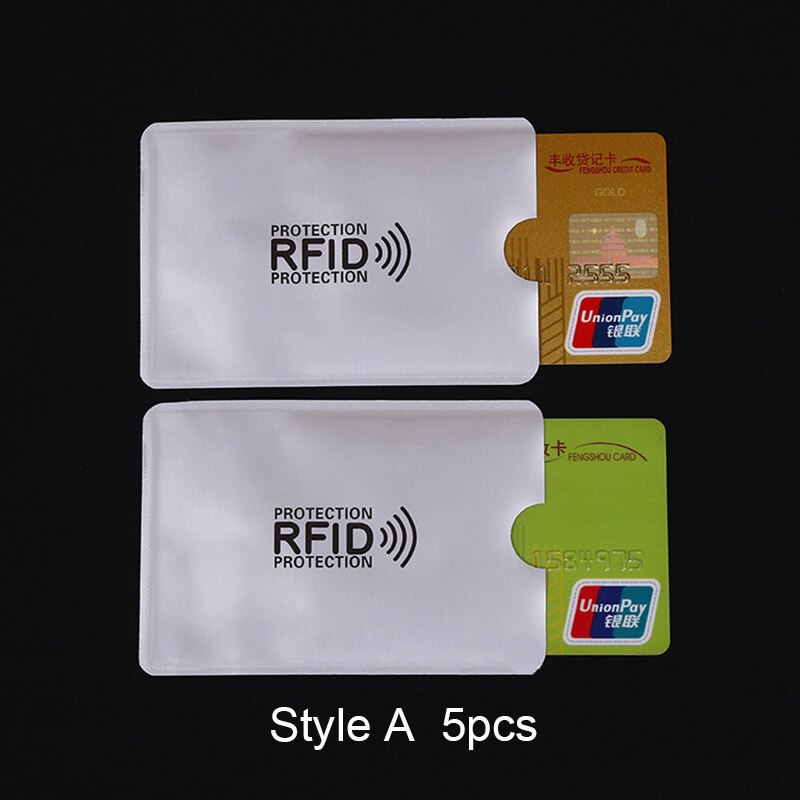 5pcs Anti rfid blocking reader card holder thin wallet aluminum men women mini slim wallet small purse walet valle: A