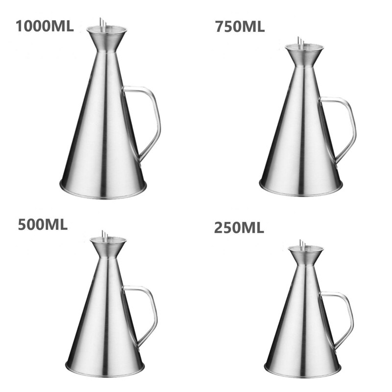 Stainless Steel Olive Oil Bottle Vinegar Sauce Seasoning Dispenser Condiment Storage Container for Kitchen