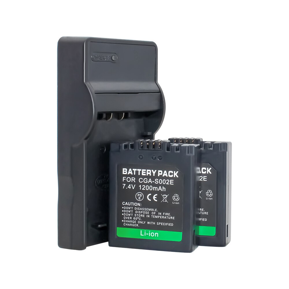 2 pièces CGA-S002 CGA-S002E Batterie + 1 pièces chargeur CGR-S002E pour Panasonic Lumix DMC-FZ1 FZ2 FZ3 FZ4 FZ5 FZ10 FZ15 FZ20 Caméra