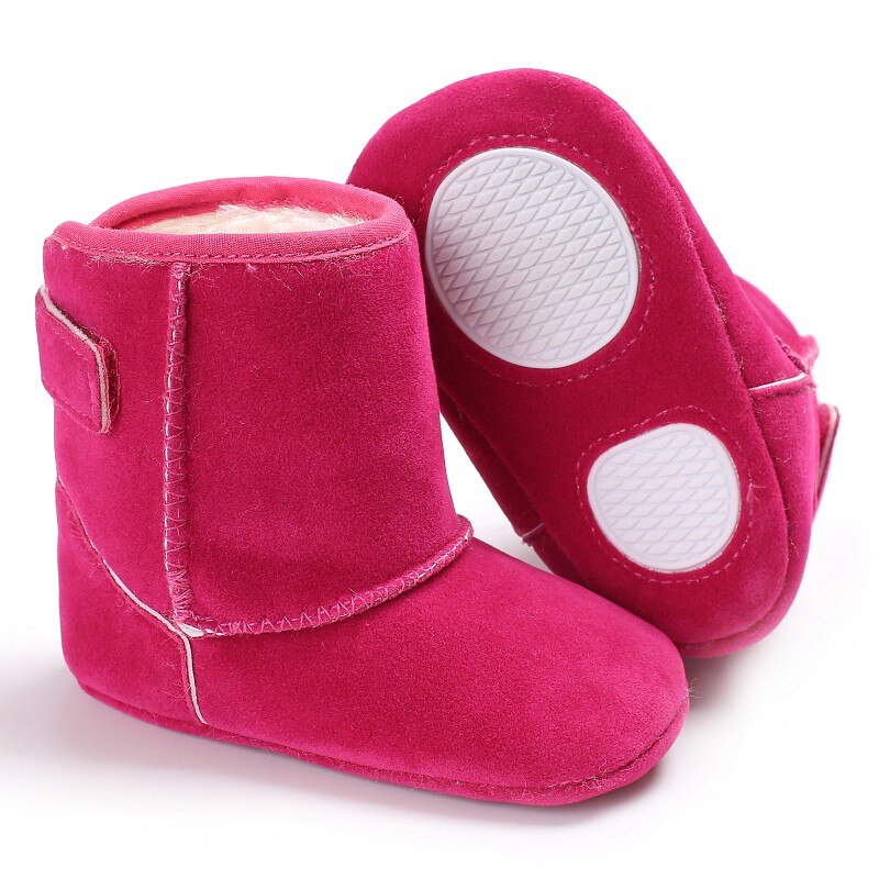 Baby Meisje schoenen Klassieke Herfst Winter Pluche Dikke Warme Snowboots Kids Eenvoudige Stijl Effen Kinderen Schoenen: rose red / 3