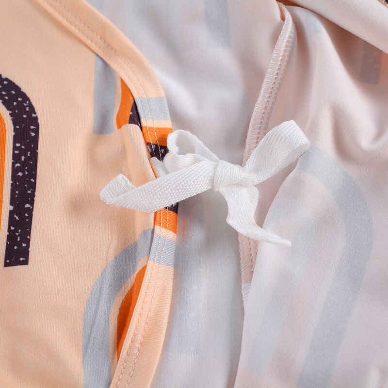 Lioraitiin 0-24m bebê recém-nascido menina moda macacão manga longa arco-íris impresso v-neck macacão outfti 2 estilos