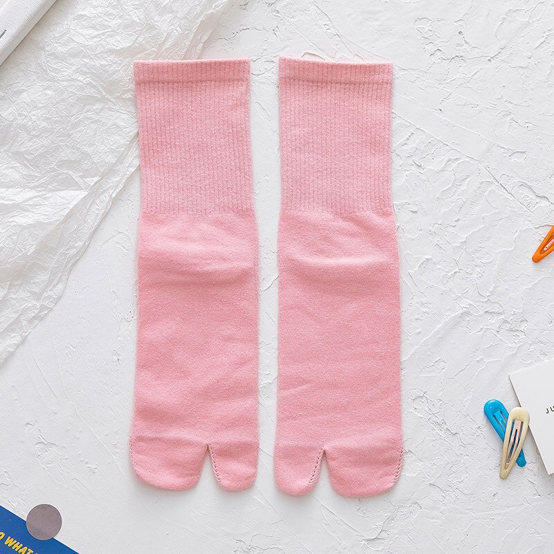 Tongs Kimono japonais, sandales à orteils fendus, chaussettes en coton pour hommes et femmes: Rose