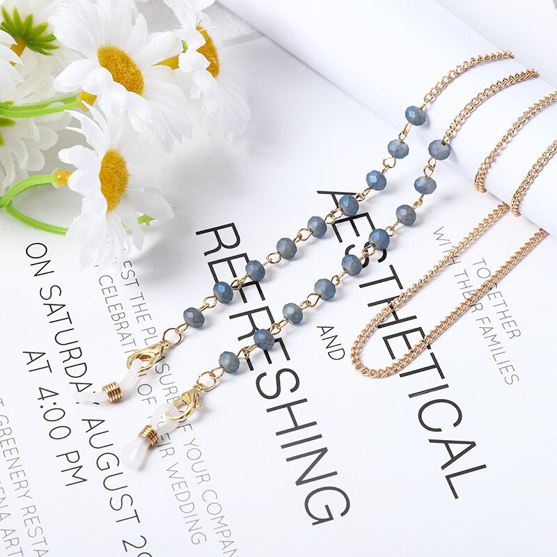 Cadena con abalorios de perlas a la para mascarilla para mujer y niña, cadenas para gafas, correas y cordones para el cuello, cuerda para gafas de lectura, soporte con cordón: 15