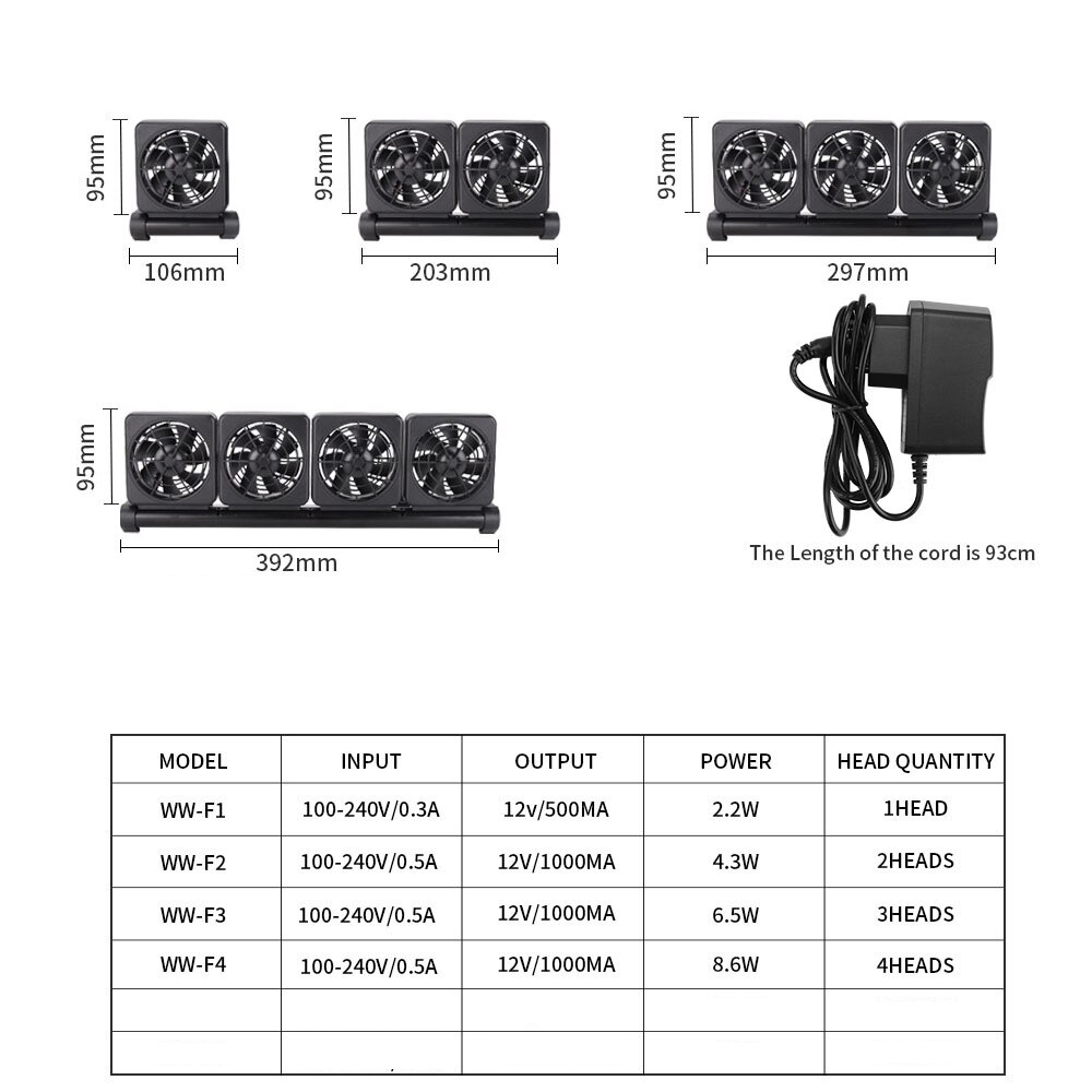 1/2/3/4 Fans Aquarium Kühler Einstellbare Wind Lüfter Wasserkühler Kalten Wind Maker für Aquarium temperatur Controller