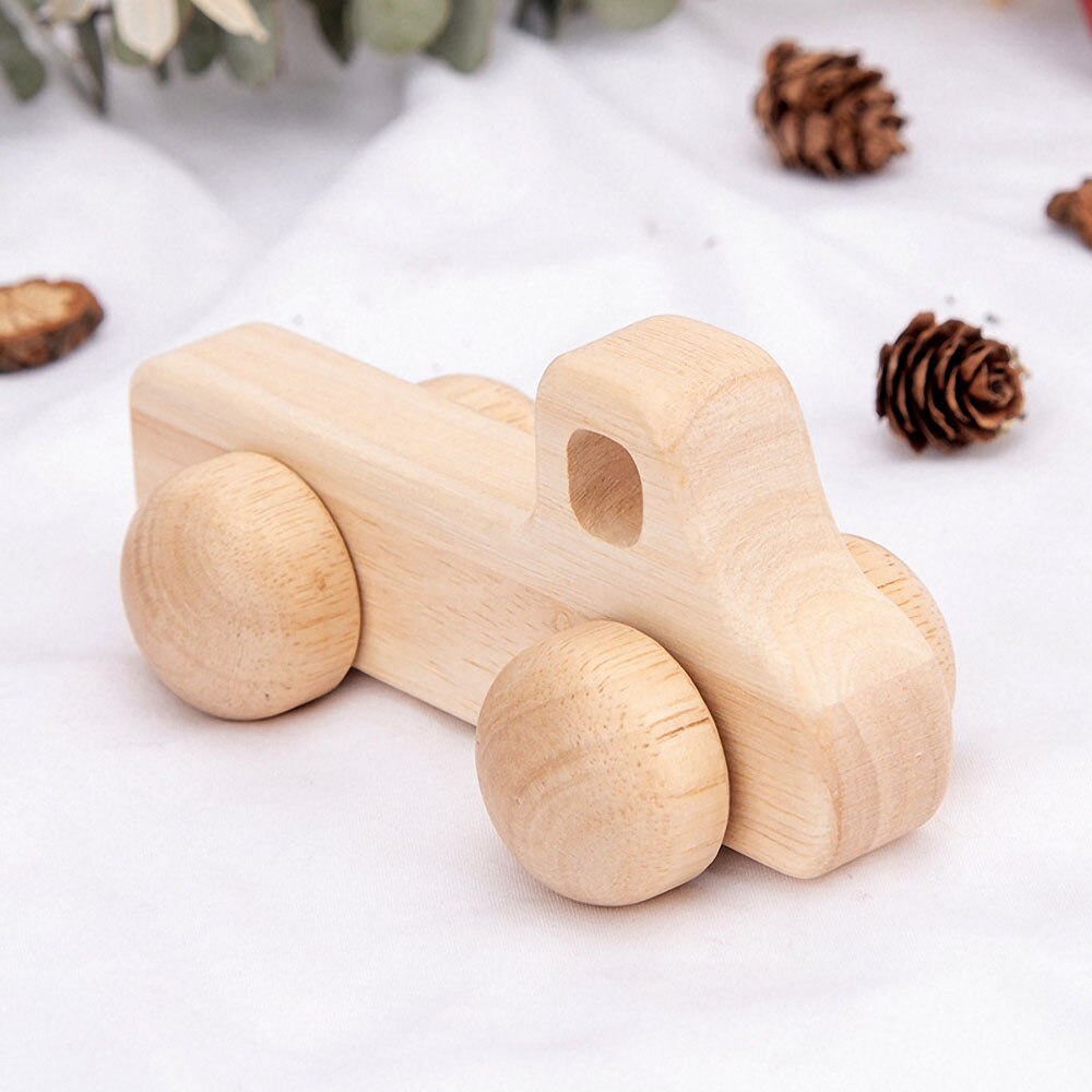 1Pc Peuter Baby Houten Kar Bijtring Inertie Trolley Auto Baby Grijpen Spier Meting Training Handgemaakte Houten Baby Speelgoed: A