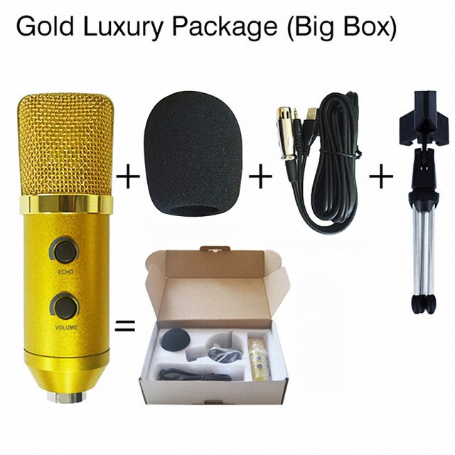 MK F100TL USB Condenser Sound Recording Microphone With Stand Studio Wired Skype Computer Kareoke Microphone: GoldenL