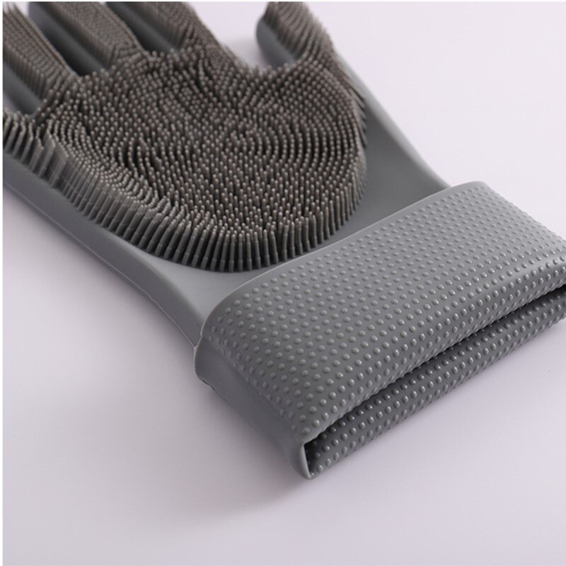 Silikone rengøringshandsker multifunktion magisk silikone opvaskemiddel handsker silikone handske køkkenudstyr: Grå