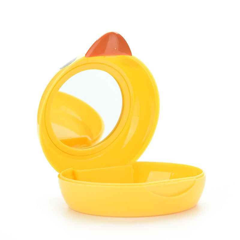 Søt gul 1 sett duck reisebriller plast kontaktlinser boks beholder reise kontaktlinse etui øyepleie kit holder