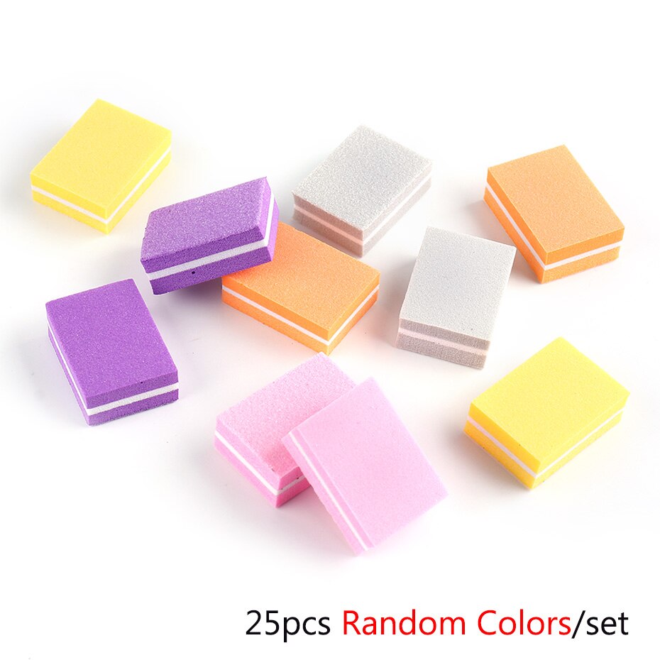 Esponjas para uñas, limas de uñas de doble cara, 25/50 de grano, Mini bloques de pulido para pedicura, herramientas de lijado, manicura #100/180-1, 1824 Uds.: 25pcs-Mixed Random