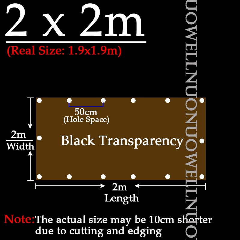 Custom 0.35mm Thick PVC Rainproof Cloth Black Transparent Tarpaulin Garden Plant Awning Aiti-UV Sun Protective Waterproof Cover: 2x2m