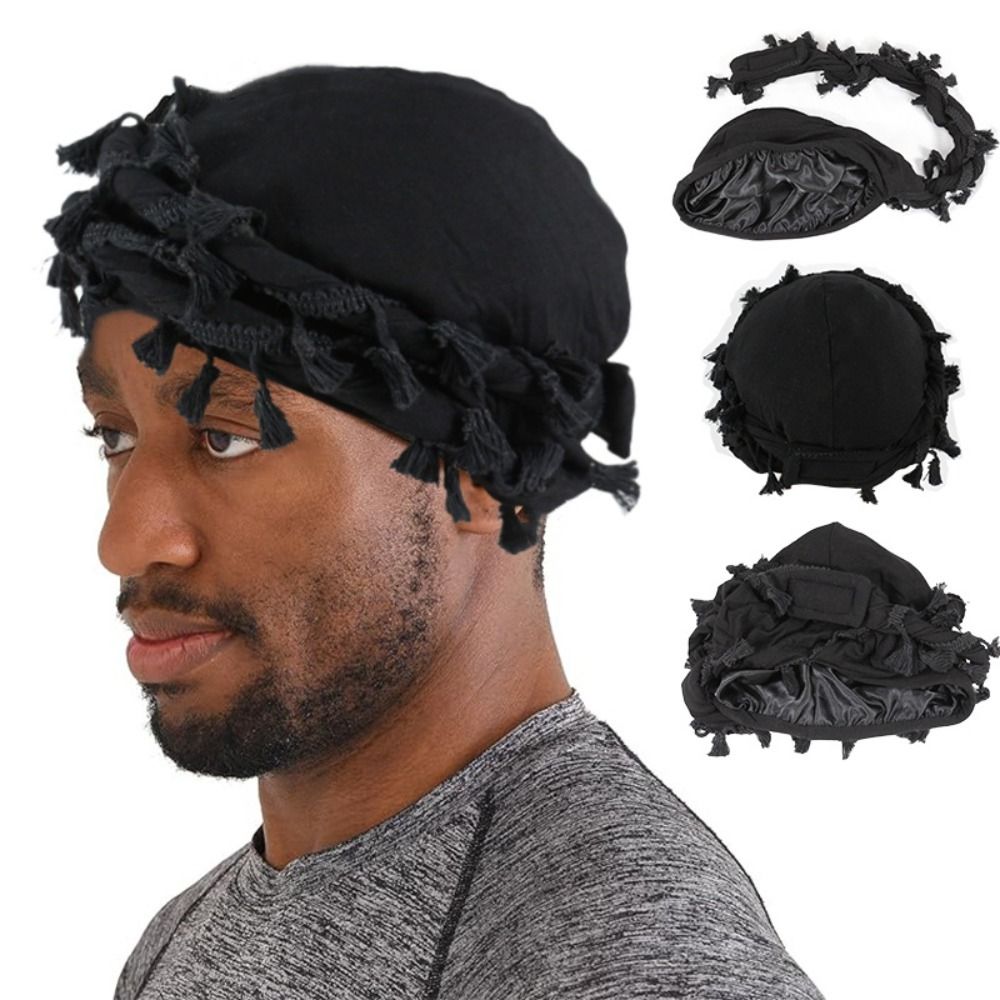 Solid kvast punk bandana hat frynser burr kant snoet hale hat dobbelt lag dockerhat herre fletningshat vandretur