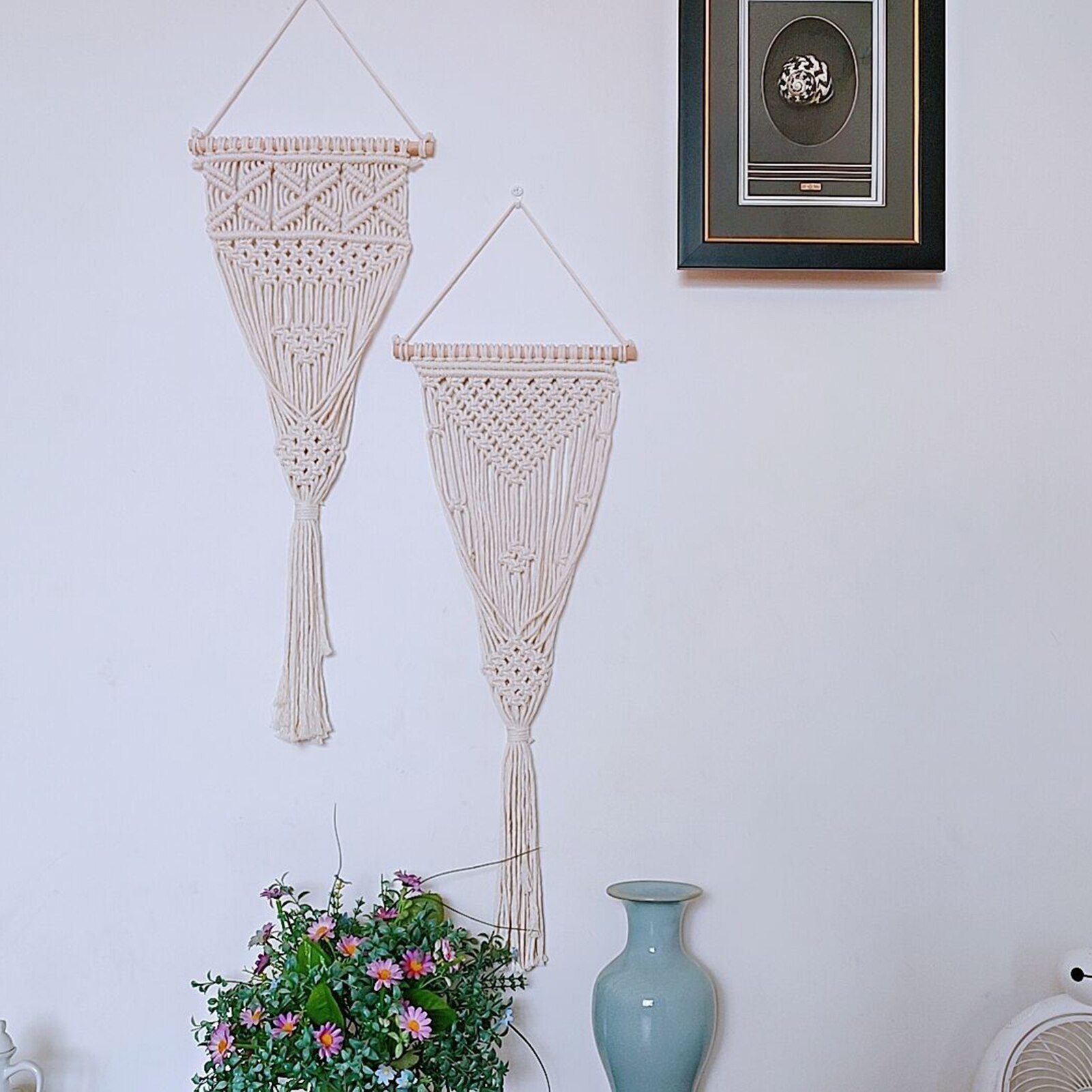 Wall Macrame Planter Plant Er Indoor Decorative Flower Pot Wall Holder With Wooden Rod Cotton Rope Handwoven Boho Gardening