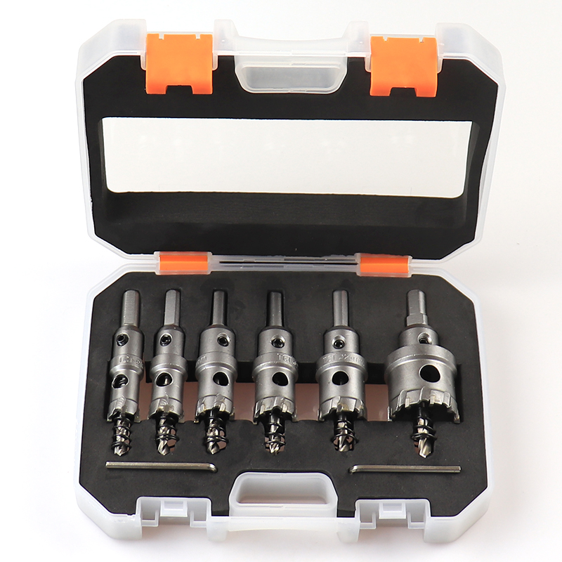 8 unids/set 16-35mm corona de perforación para metal TCT sierra perforadora con punta de carburo cortador de broca de núcleo de Metal con caja: Default Title