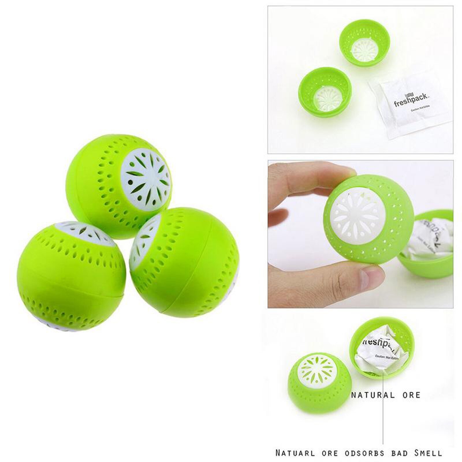 3pc boule de conservation des aliments réfrigérateur désodorisant boule de nettoyage maison cuisine remplaçable légume fruits boule de sécurité