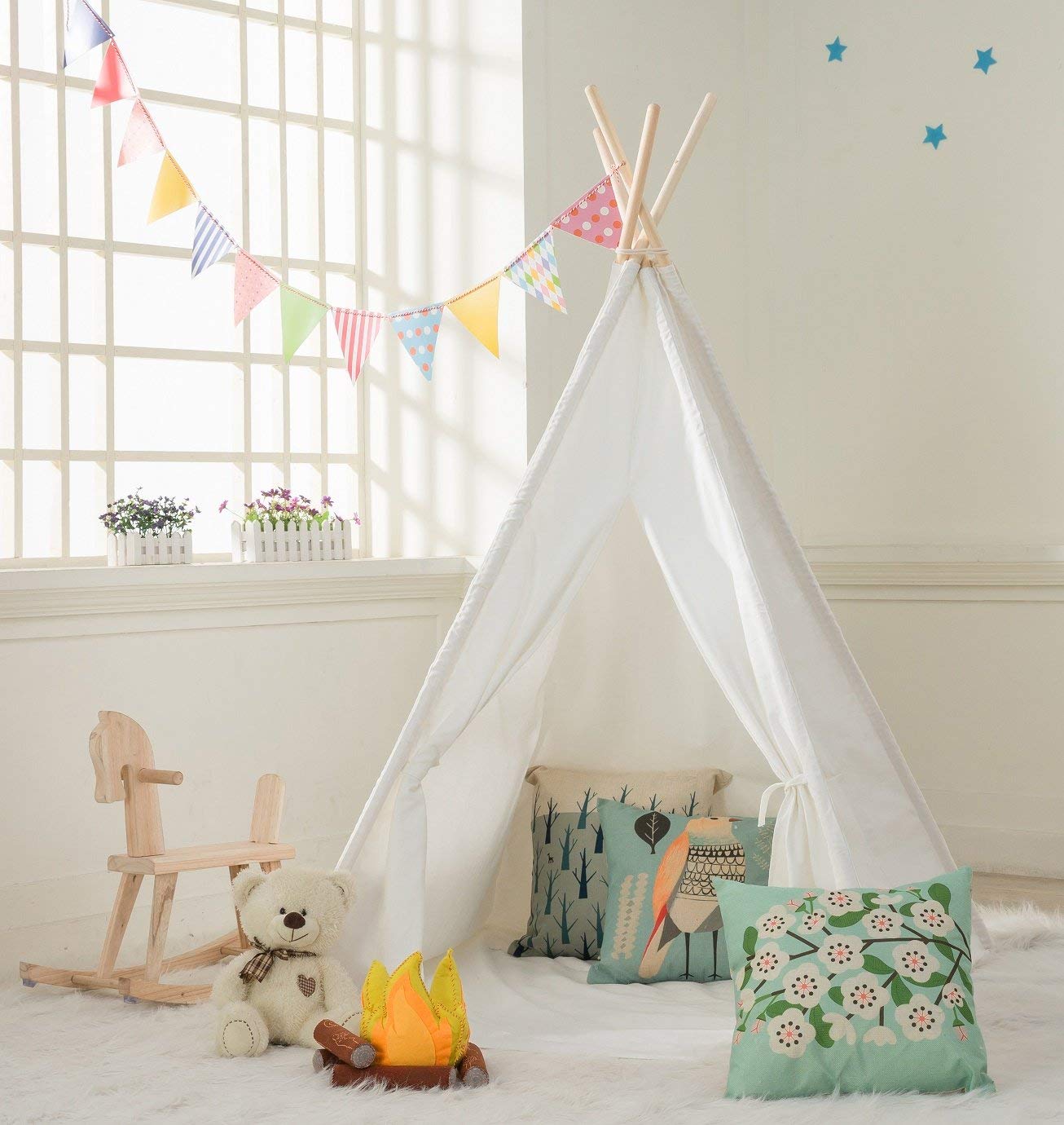 freundlicher Zelt Tipi Dreieck KidsTent Tipi Leinwand Schlafen Kuppel 130cm Spielen-Zelt Tipi Haus Wigwam Zimmer Spiel-haus