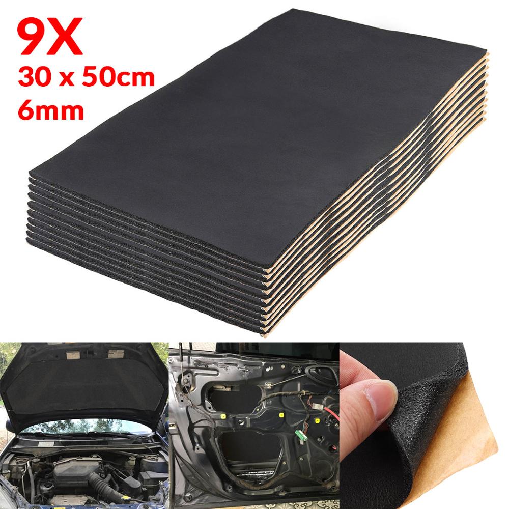 9Pcs/12Pcs 10Mm 8Mm 6Mm Auto Geluid Mat Proofing Deadener Warmte Geluidsisolatie deadening Mat Kap Gesloten Cel Schuim 50x30cm: 9pcs 30x50x0.6cm