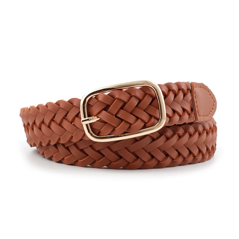 Casual tejido de punto PU cuero pretina femenina señoras decorativas mujeres cinturones ropa soga para accesorios trenzados: Beige