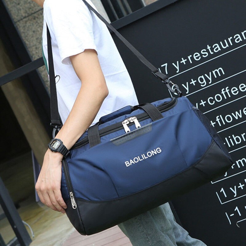 Bolsa deportiva grande para hombre y mujer, bolsa de Gimnasio , impermeable, de poliéster, de gran capacidad, empaquetable, de viaje: Deepblue