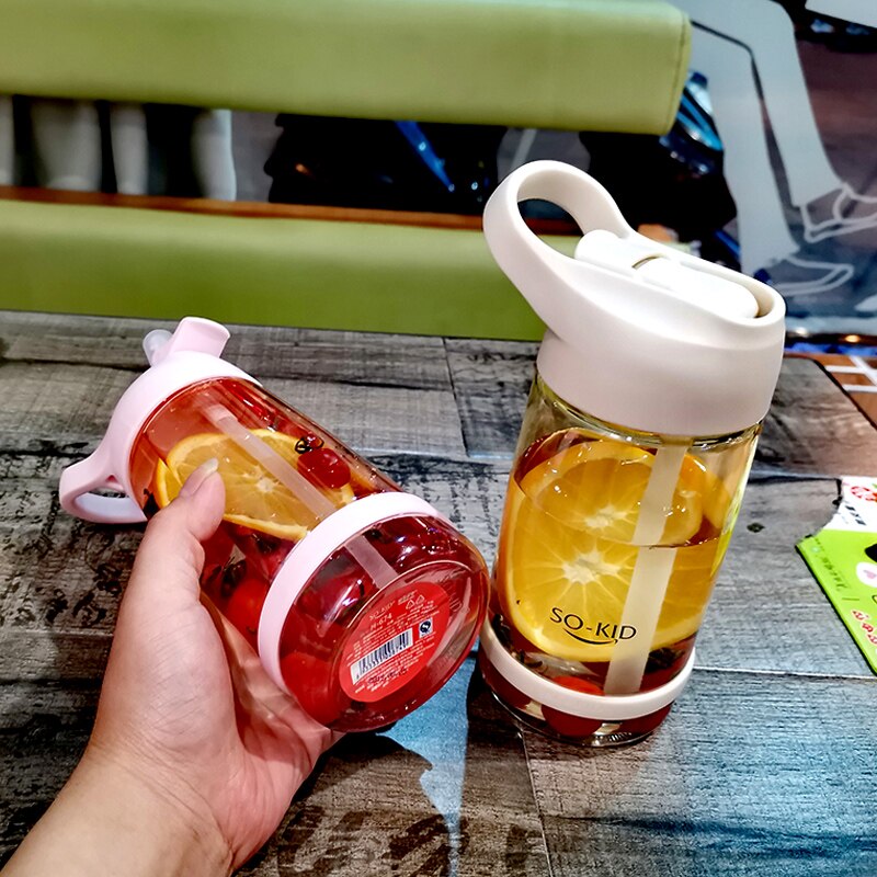 Thermos Bottleplastic Outdoor Water Fles Met Stro Sport Flessen Milieuvriendelijke Met Deksel Wandelen Camping Plastic Bpa Gratis H1098
