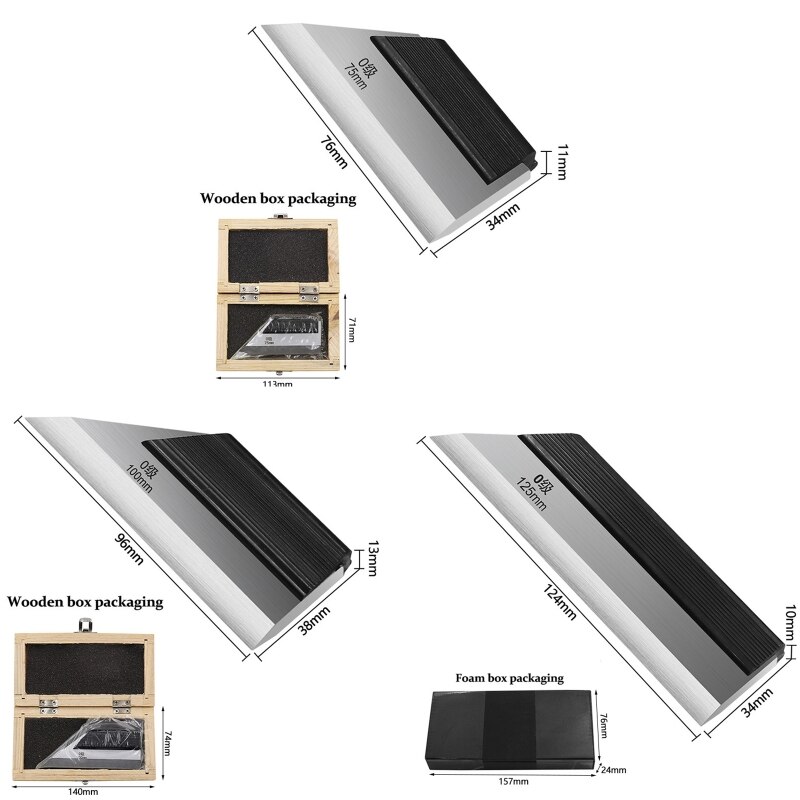 Woodworking Ruler Kit Stainless Steel Straight Edge Ruler 75/100/125mm Durable