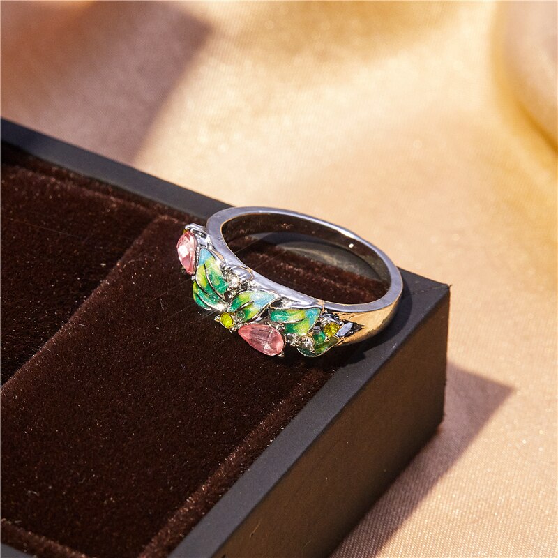exquisit und elegante grüNe blatt zirkon Ring frauen romantische hochzeit bankett charme schmuck valentinstag