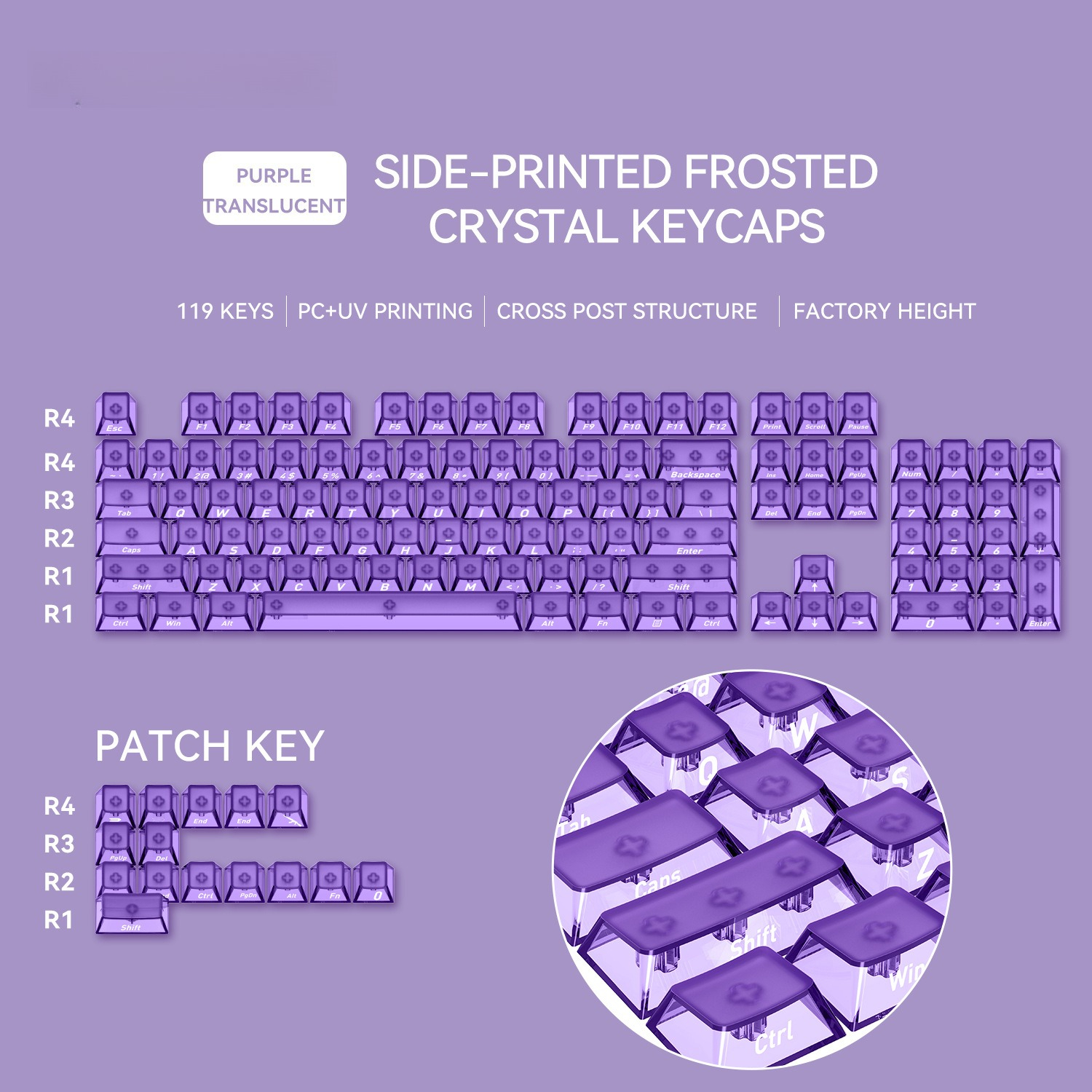 Front Matte Finish Keycaps Sides Translucent Cherry Profile PC Keycaps for Gaming Mechanical Keyboard Key Caps Custom Keyboard: Gold