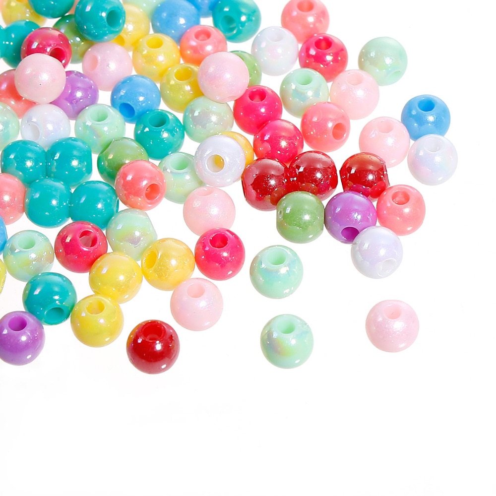DoreenBeads Acryl Kralen Ronde Willekeurig Opaque DIY Sieraden Onderdelen Kralen Ongeveer 6mm (2/8 ") Dia, hole: Ca. 1.9mm, 200 stks