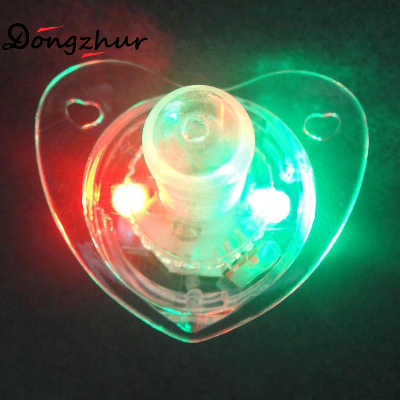 Neue Bunte Nachtlicht LED Schnuller Rave Binkie Weiches Licht Up Spielzeug Halskette Glowing Blinkende Led Whistle Nippel Spielzeug