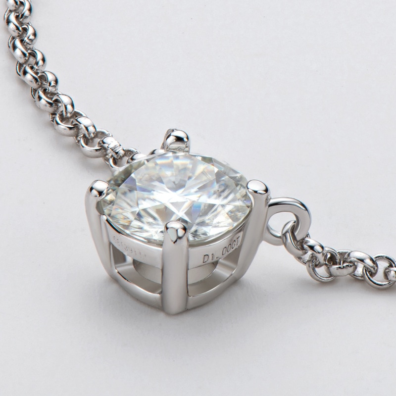 Oevas Real 1 Carat D Kleur Moissanite Hanger Ketting 100% 925 Sterling Zilver Sparkling Engagement Wedding Party Fijne Sieraden: Zilver