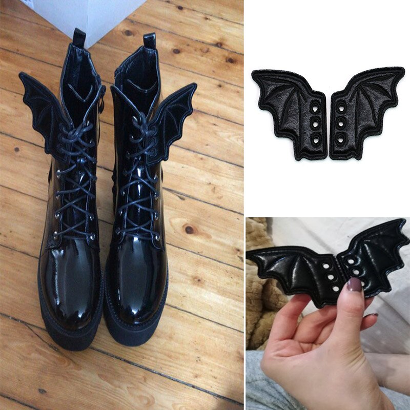 Personality Winter Boots Kids Sneakers Skate Shoe DIY Decorations Charms PU Leather Wings Bats Shoe Wings Accessories for Shoes