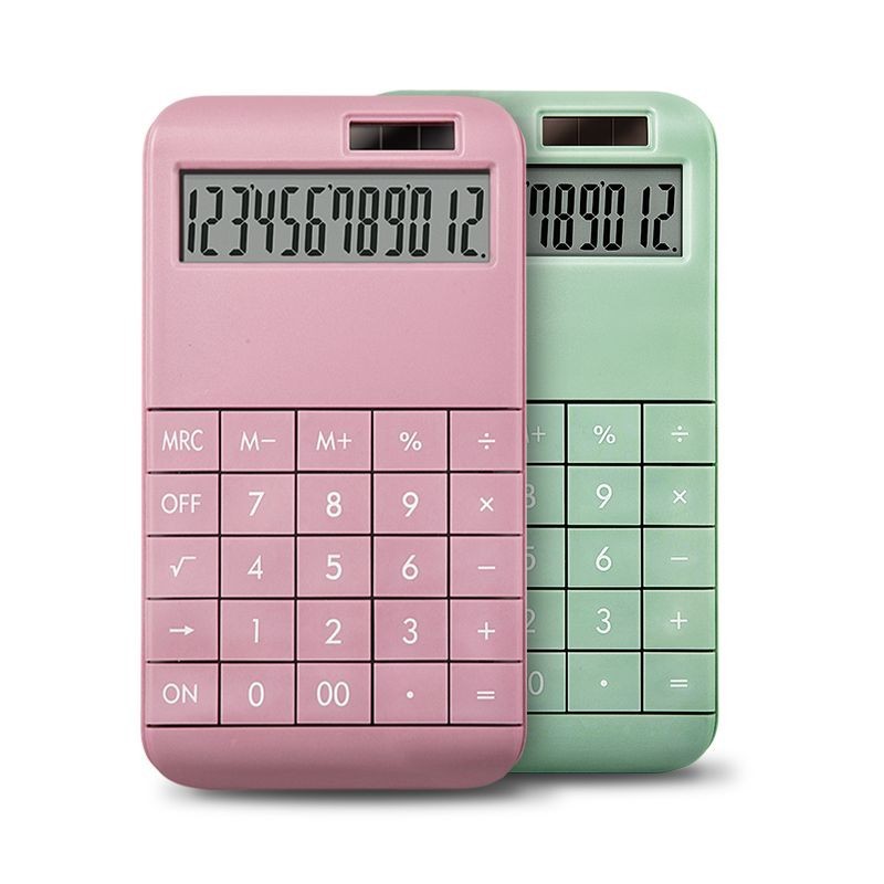LCD 12 Digit Large Screen Button Solar Dual Power Supply Portable Fresh Style Calculator Student Office Electronic Calculator