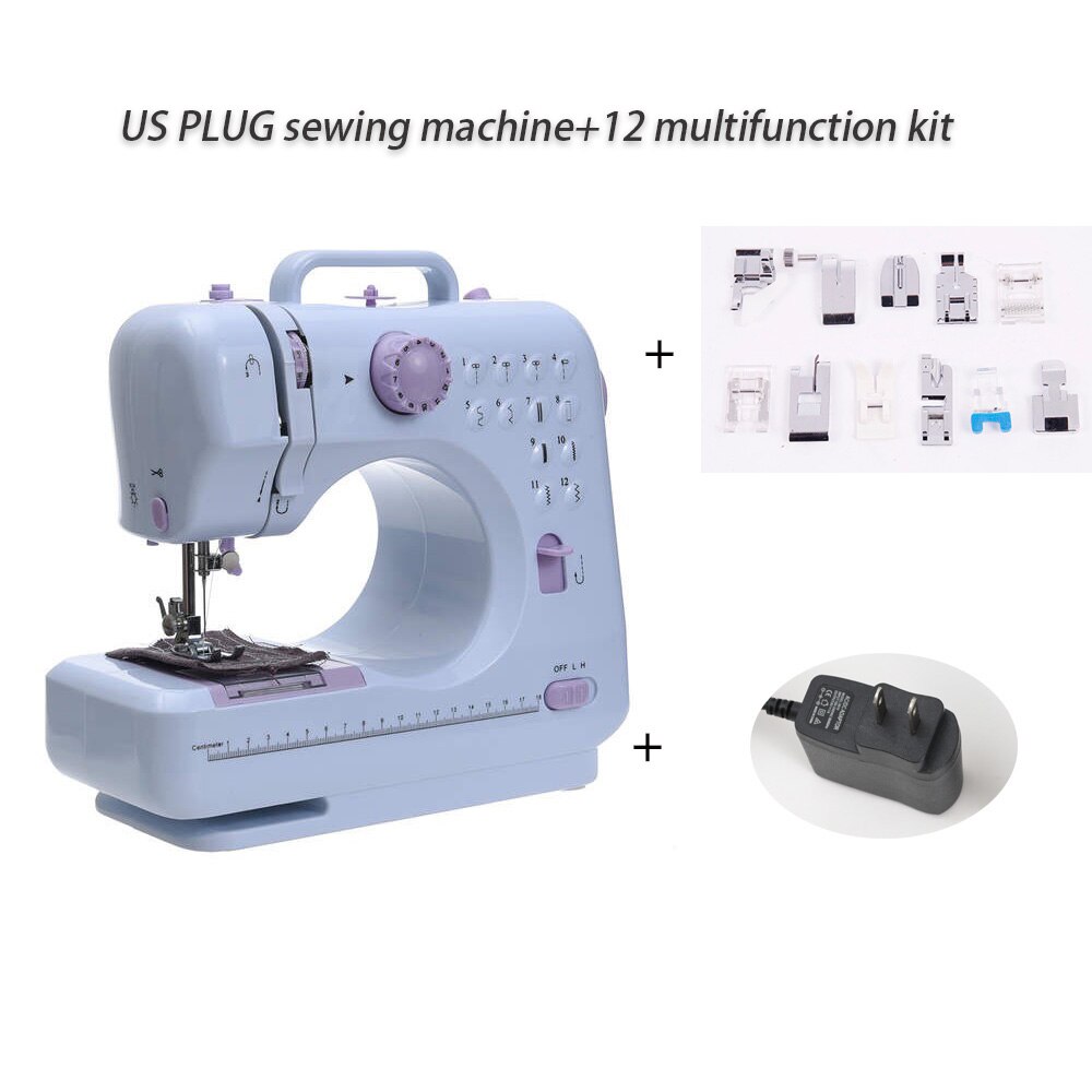 Naaimachine Fanghua 505 Naai Mini Handleiding Draagbare Assistent Thuis Elektrische Desktop Multifunctionele Dikke Afsluitbare: US with 12 kit